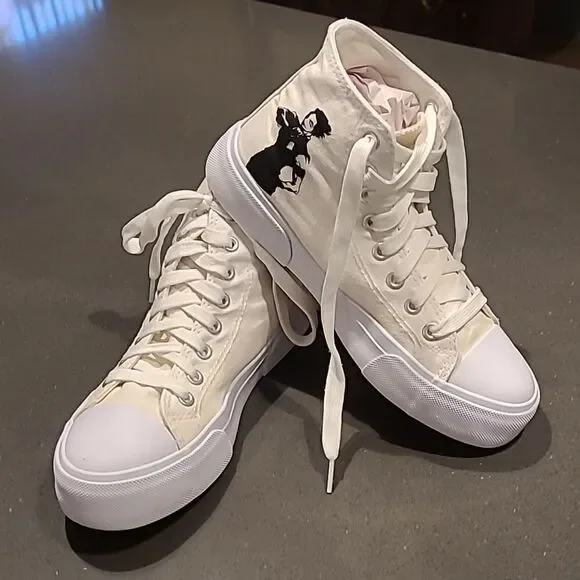 ZY sz 6M  womens high top upper canvas, sole rubber Sneakers