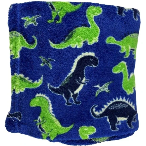 Sam Salem & Sons Blue Green Dinosaur Baby Blanket Soft‎ Fleece Lovey Boy