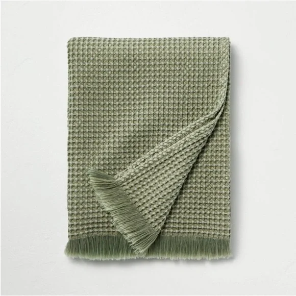 Waffle Knit Throw Blanket Washed Green - Hearth & Hand with Magnolia