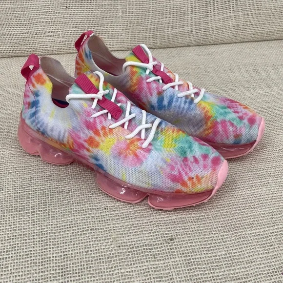 Womens Tie Dye Mesh Knit Bubble Sole Sneakers‎ Multicolor Pink Size 8 US 39 EU