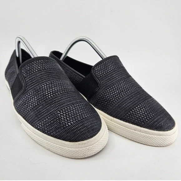 Womens Lauren Ralph Lauren Slip On Sneakers Size 9.5M Black Classic Woven Casual