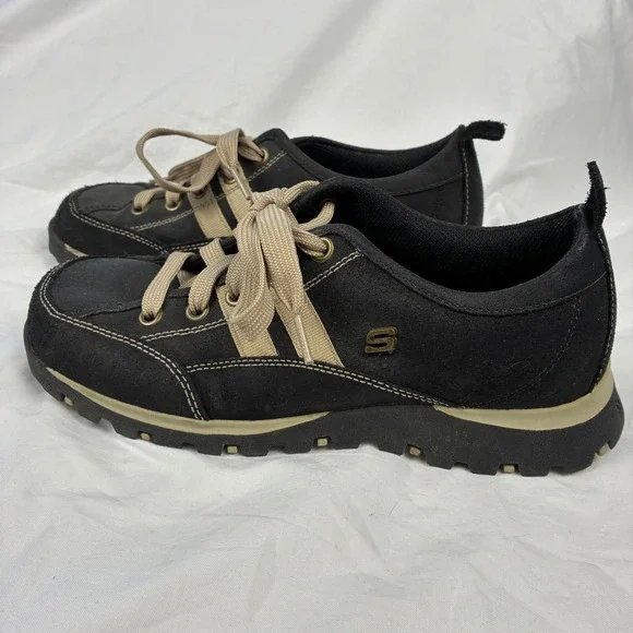 Vintage Y2K Sketchers Black Suede Bowling Oxford Sneakers Chunky Womens 9