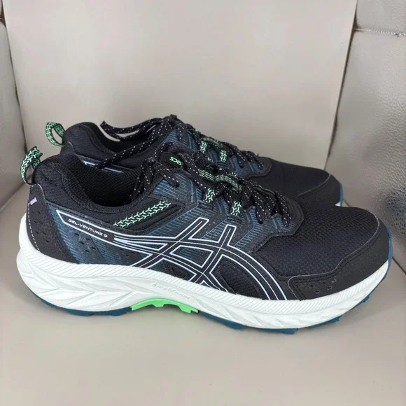 Asics Gel-Venture 9 Womens Trail Running Shoes Black Blue 1012B313 Size 9.5