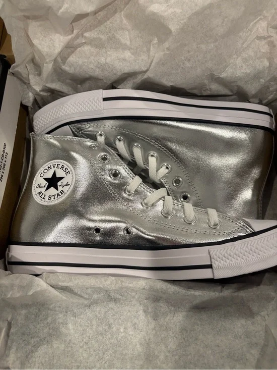 Converse Unisex Silver Metallic Chuck Taylor All Star High Top Sneakers