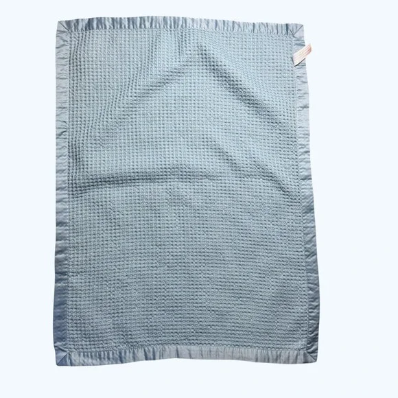 Carters Blue Waffle Knit Baby Blanket‎ with Satin Trim CX109657 SML