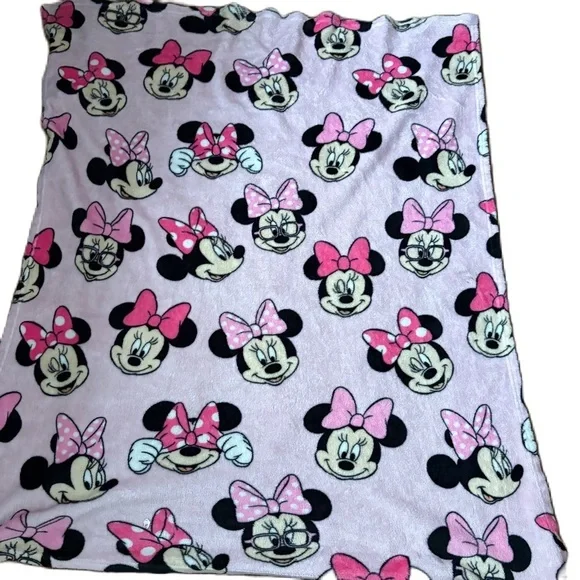 Disney Baby Minnie Mouse Pink Faces Fleece Baby Blanket Lovey Soother Kids