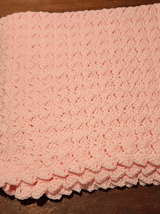 Hand Crafted Pink Crochet Baby Blanket