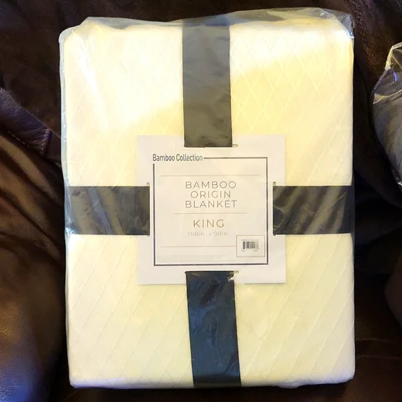 Bamboo Collection Origin King Blanket Diamond Pattern Ivory 108