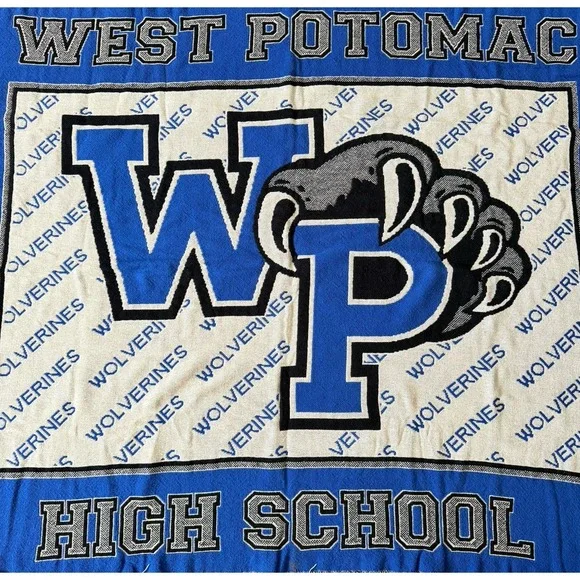 West‎ Potomac High School Wolverines Fringed Tapestry Throw Blanket 46x63