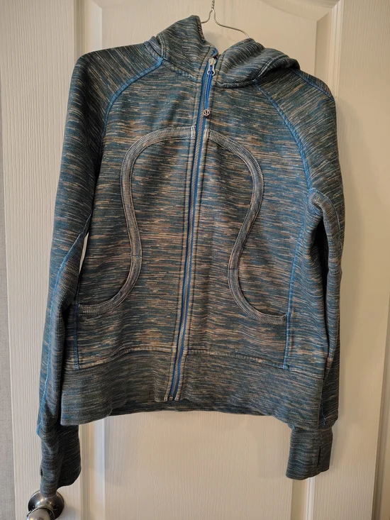 lululemon athletica Blue and Tan Striped Wee Are From Space Scuba Hoodie