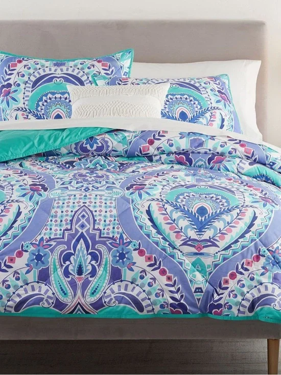 Pottery Barn Teen Teal & Purple Kaleidoscope Comforter