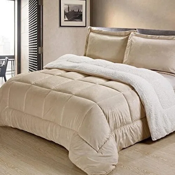 ⚡️Cathay Home Ultimate Luxury Reversible‎ Micromink & Sherpa Queen Comforter Set