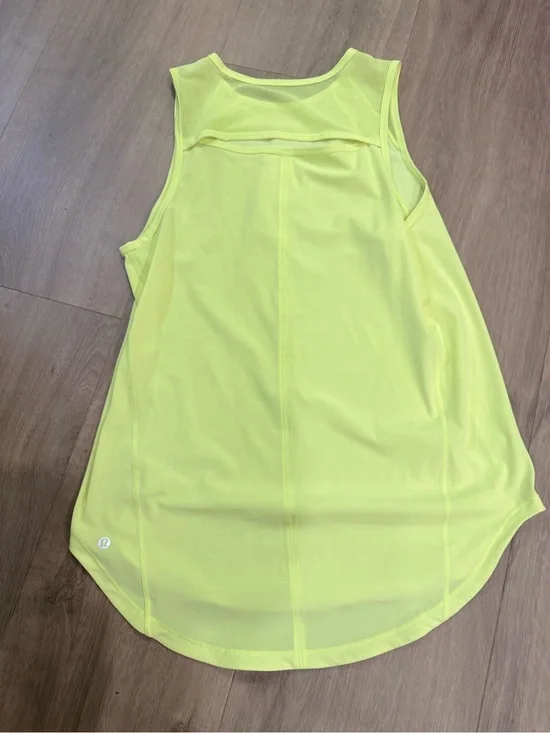 Lululemon Sculpt Tank II Neon Yellow Mesh Running Workout Top Size L