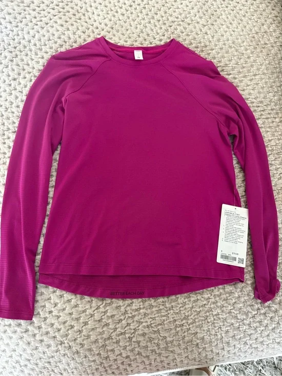 lululemon athletica Long Sleeve Crew Tee in Bright Magenta