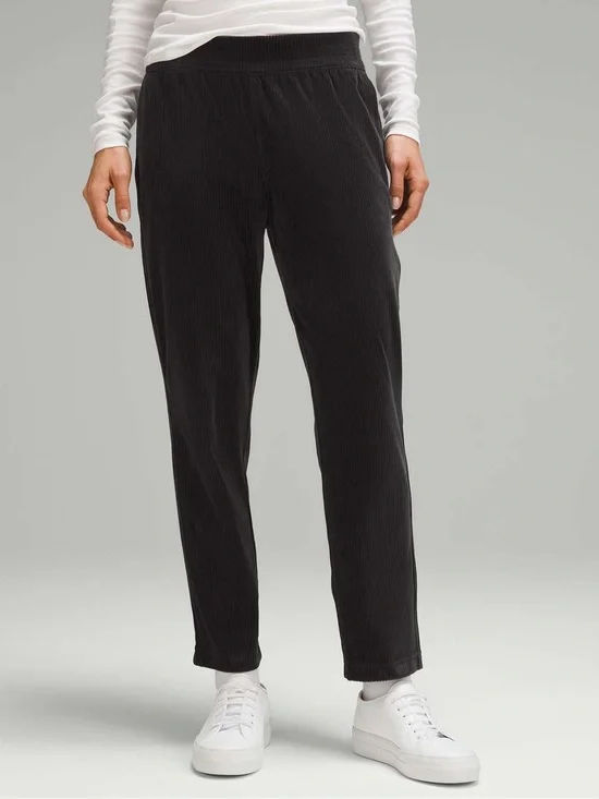 Lululemon Scuba Mid-Rise Wide-Leg Pant 7/8 Length Velvet Cord Black
