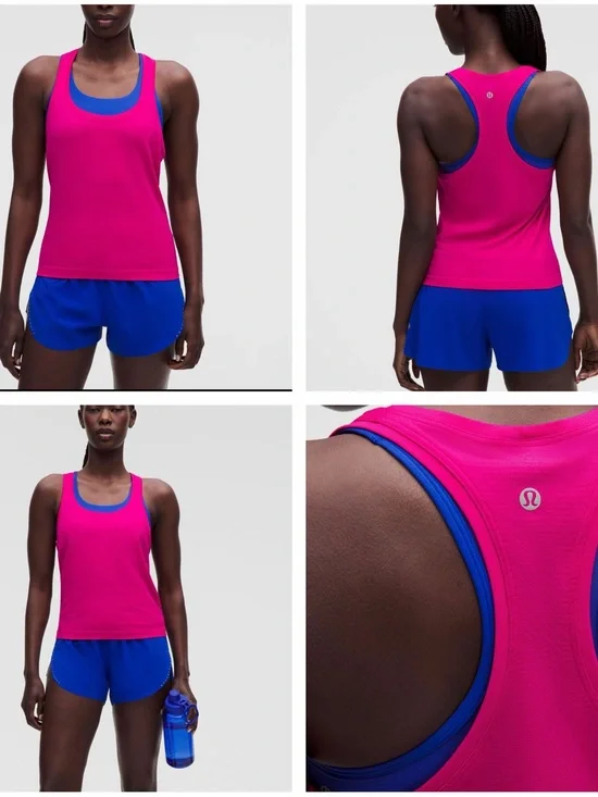 lululemon athletica Pink Racerback Tank with Blue Trim