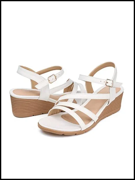 Wedge Sandals for Women Dressy Low Heel Ankle Strap Open Toe