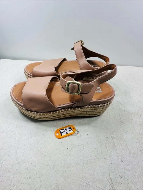 FitFlop Women's Eloise Cork-WRAP Leather Wedge Back Sandals  size 6,5
