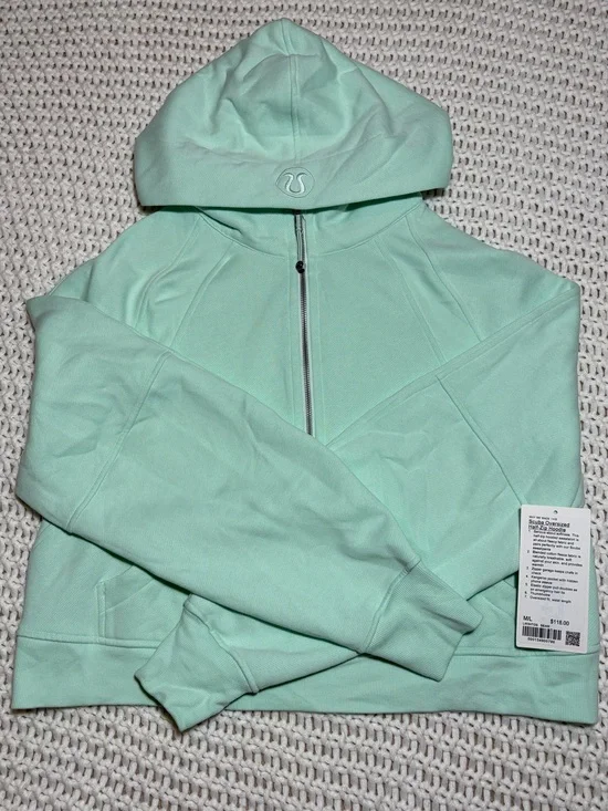 lululemon sea mist scuba oversized half zip hoodie size m/l