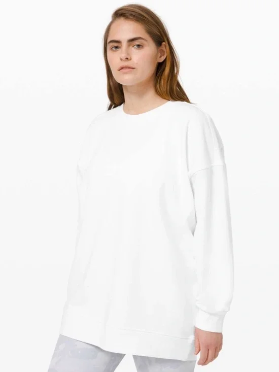 Lululemon Perfectly Oversized Crew Cotton Terry Sweatshirt Crewneck White Large