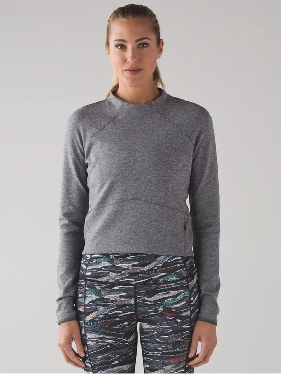 Lululemon Hill and Valley Mock Neck Pullover - Heathered Slate Gray - Size 6