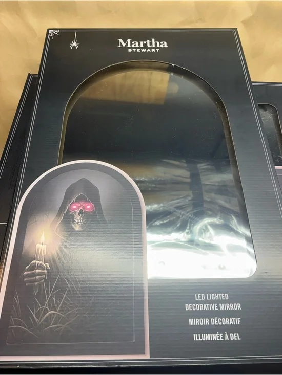 TikTok Viral Martha Stewart Black Grim Reaper LED Mirror with Glowing eyes