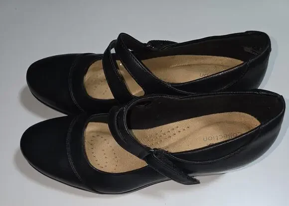 Clarks Emily Clover Black Leather Women's Shoes Size 10D