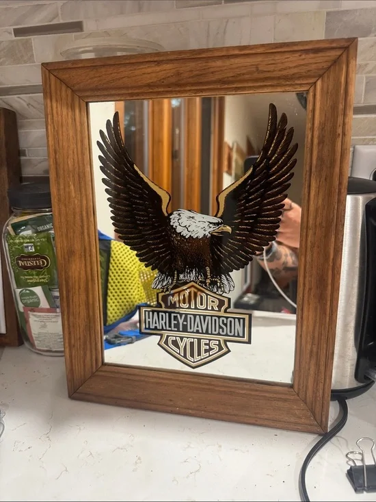 Harley-Davidson Brown, Gold & White Eagle Wall Mirror