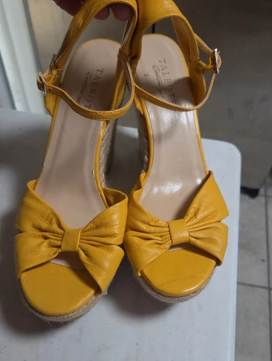 Talbots Yellow Bow Espadrille Wedge Sandals