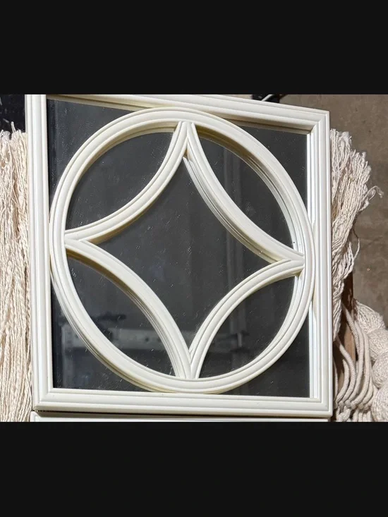 Set of 3 Decorative Cream Wall Mirror with Geometric Frame
