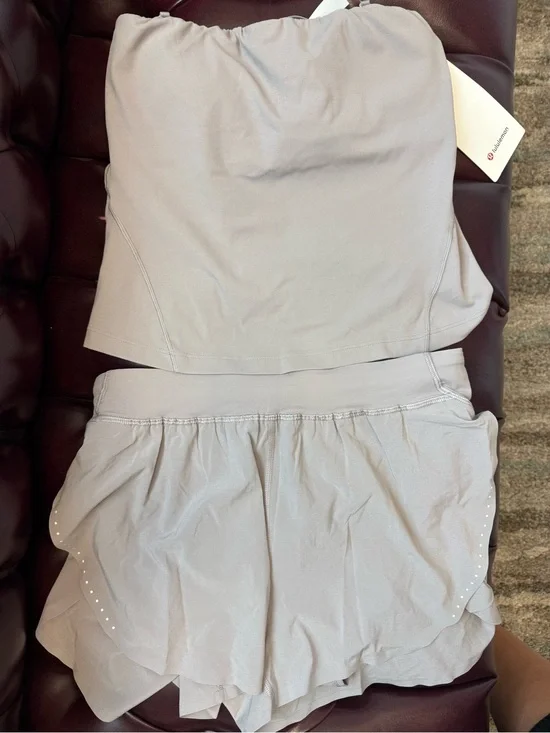 lululemon athletica Light Gray Align Tube Top & Fast and Free HR Shorts