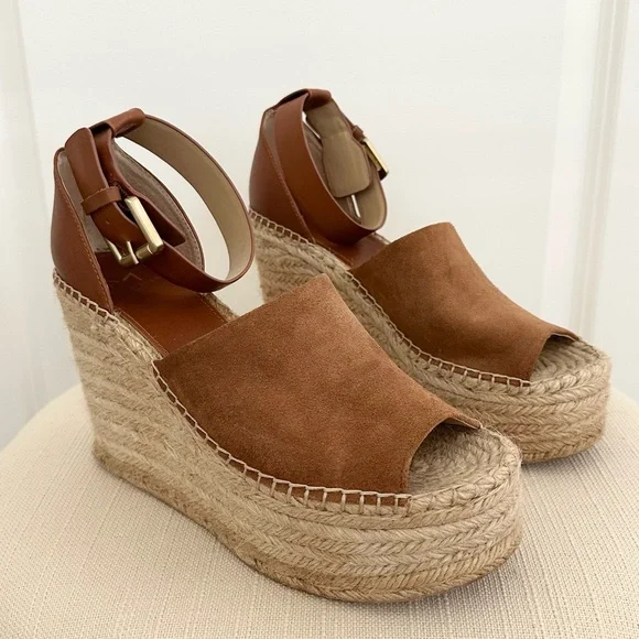 Espadrille Platform Wedge Sandals in Brown A59