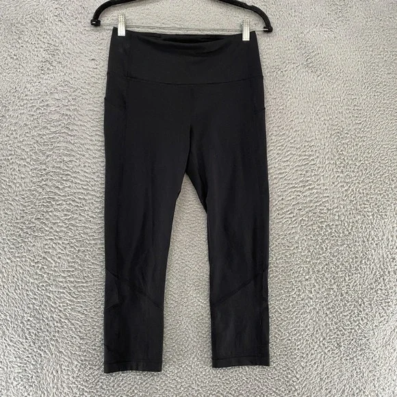 Lululemon Pace Rival Leggings Womens‎ 6 Black High Rise Crop 22 Pocket Running