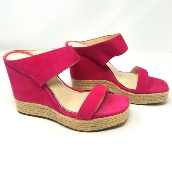 Jessica Simpson New Pink Suede‎ Leather Wedges NWT Size 10