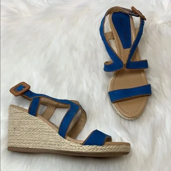 Anthro Klub Nico Blue Suede  Strappy‎ Sandal Sz 6