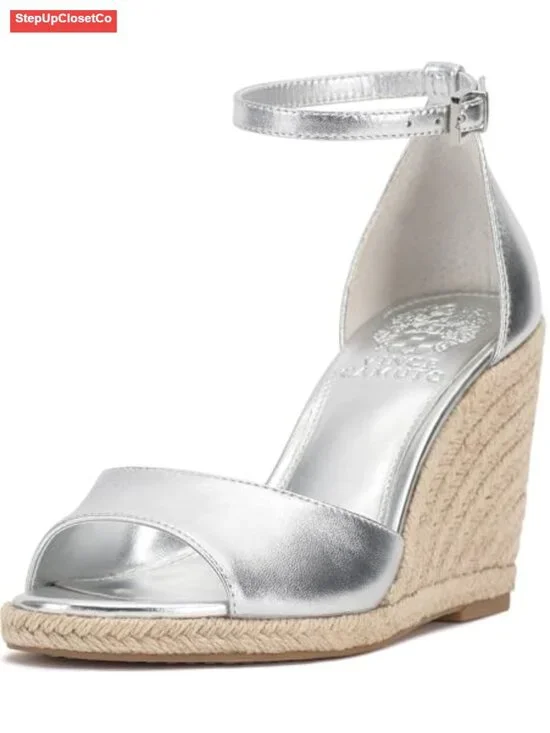 Open Toe Espadrille Wedge Sandals with Ankle Strap Buckle Closure