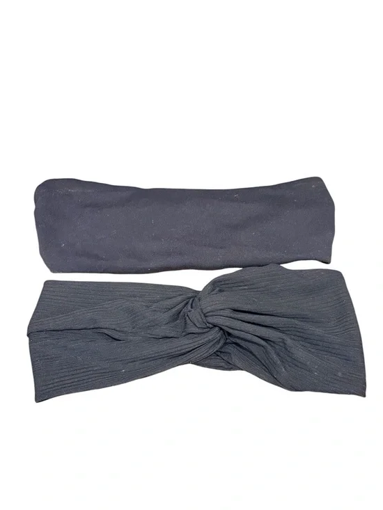 Lululemon Black Ribbed Headband Lot 2 Twist Knot Athletic Hair Accessory