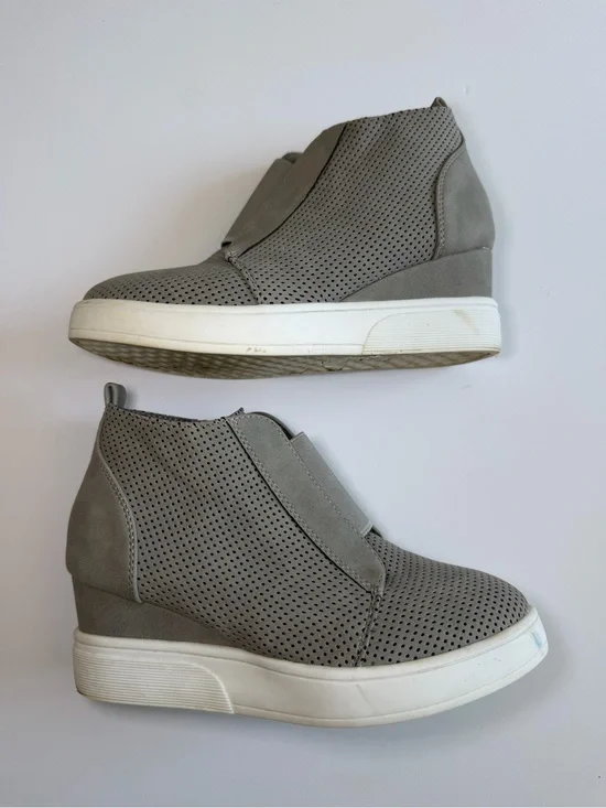 Perforated Gray Wedge Sneaker Boot