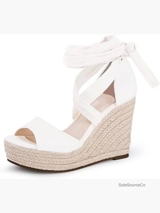 Espadrille Wedges Sandals Lace Up Platform Ankle Strap Heels Dress Shoes