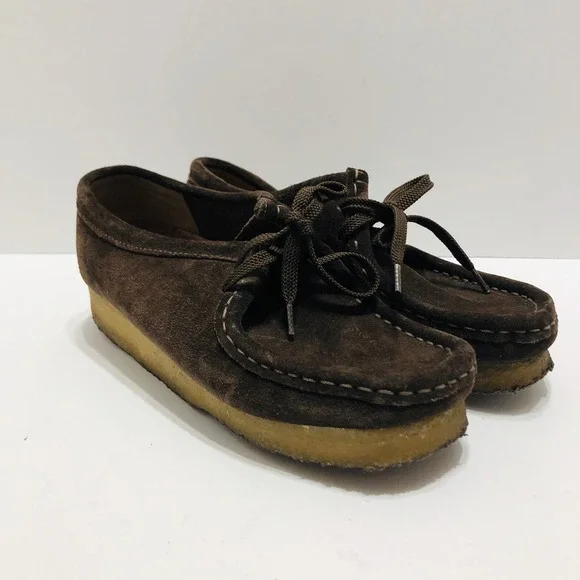 Clarks Originals 78984 Wallabee Wedge Crepe Sole Dark Brown Oxfords Sz 7 M‎