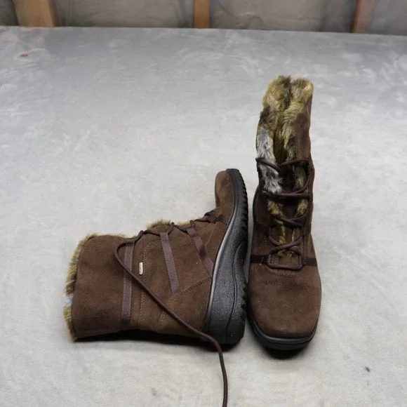 Ara Magaly Women 5.5 Rain Boots Brown Gore-Tex Faux Fur Trim Waterproof‎ NWOT?