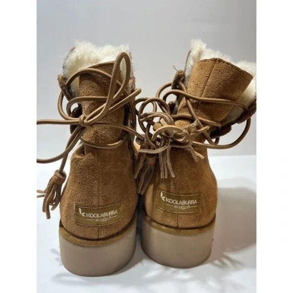 Kookaburra UGG Boots Suede Fur-Lined Winter‎ Boots with Lace-Up Design SZ 10 NWT