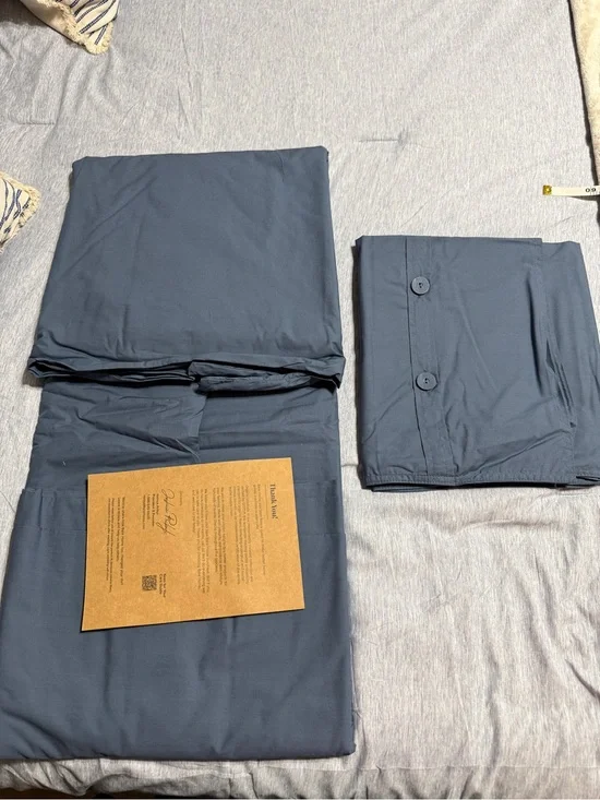 Dusty Blue King Size Organic Cotton Duvet Cover Set