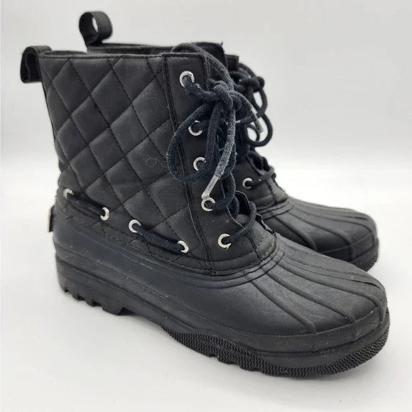 Sperry Top-Sider Saltwater Quilted‎ Duck Boots Black STS93572 Womens 7