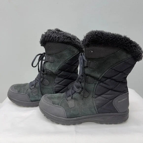 Columbia Ice Maiden II black leather suede waterproof‎ winter boots women's 9.5