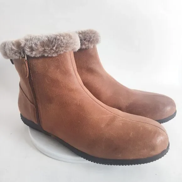 SoftWalk Helena Tan Leather Bootie Winter Boots Shoes 9 M‎ Faux Fur Lined Warm