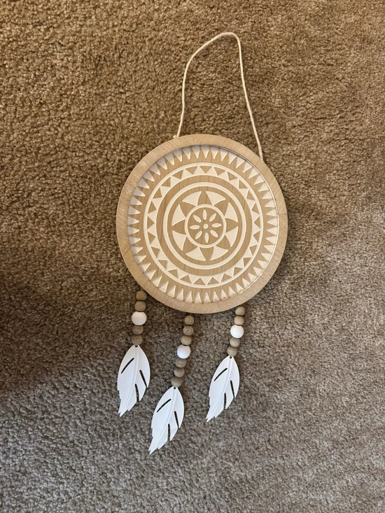 Wooden Boho Dreamcatcher Wall Decor in Natural and White