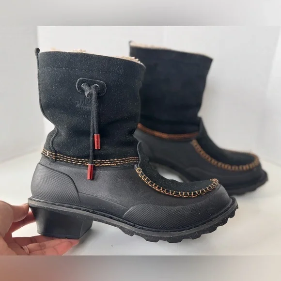 Woolrich Fully Wooly Black Slip Lined Winter Boots Shoes Women's Size 8