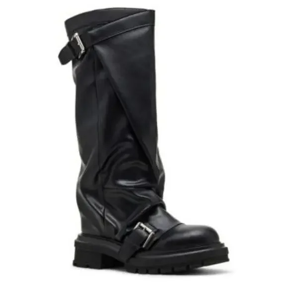 Madden Girl Women's Restore Slouchy Moto Boots Size 8