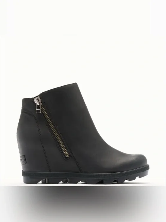 SOREL Joan Rhapsody™ Zip Women's Wedge Boot in Black, Black Size 9